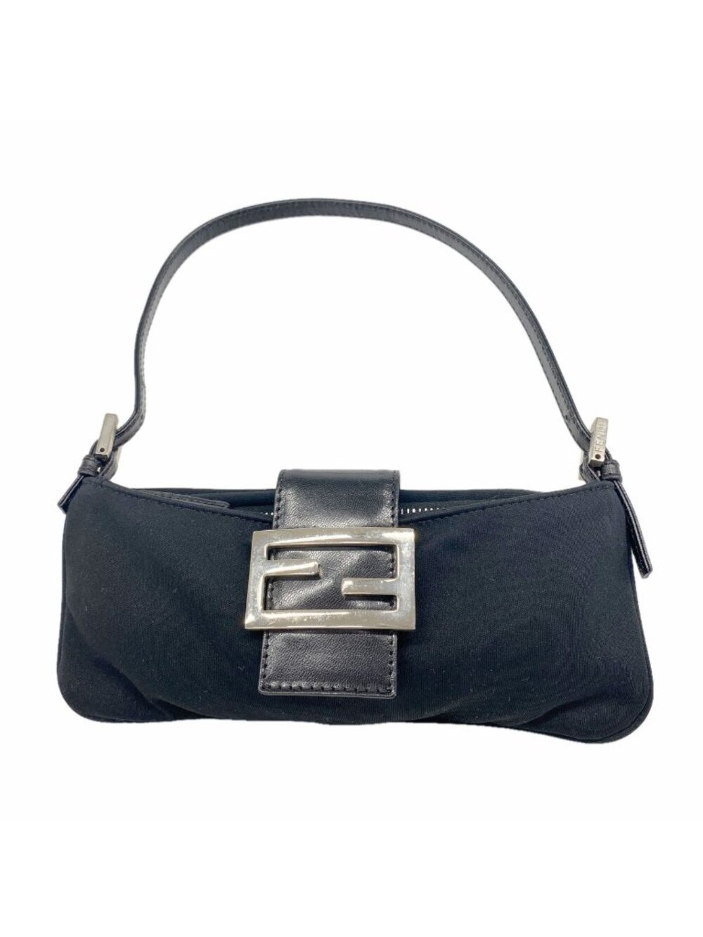 Fendi Handbag Nylon Black Silver